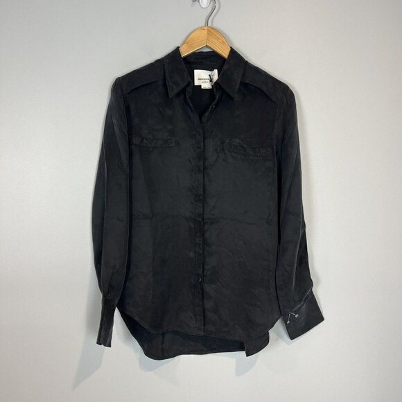 Paper Denim & Cloth Black Cupro Meeker Shirt Western Yoke Detail Small NWT $308 - Picture 3 of 10
